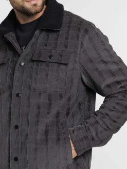 Blouson à carreaux col sherpa homme