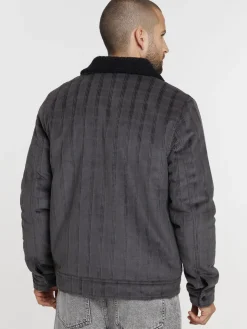 Blouson à carreaux col sherpa homme
