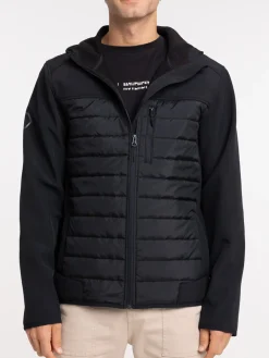 Blouson bi-matière noir homme