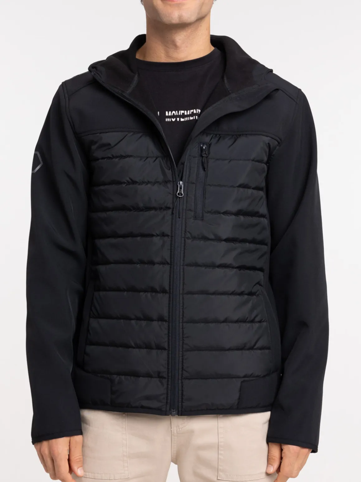 Blouson bi-matière noir homme