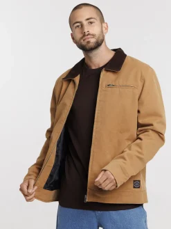 Blouson camel col velours homme