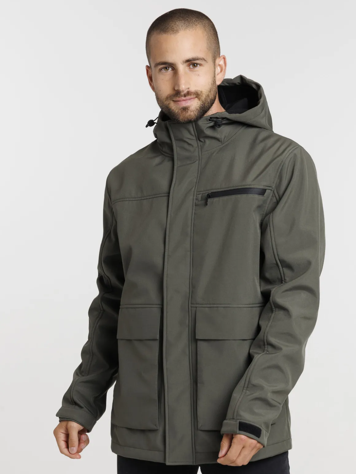 Blouson kaki à capuche homme