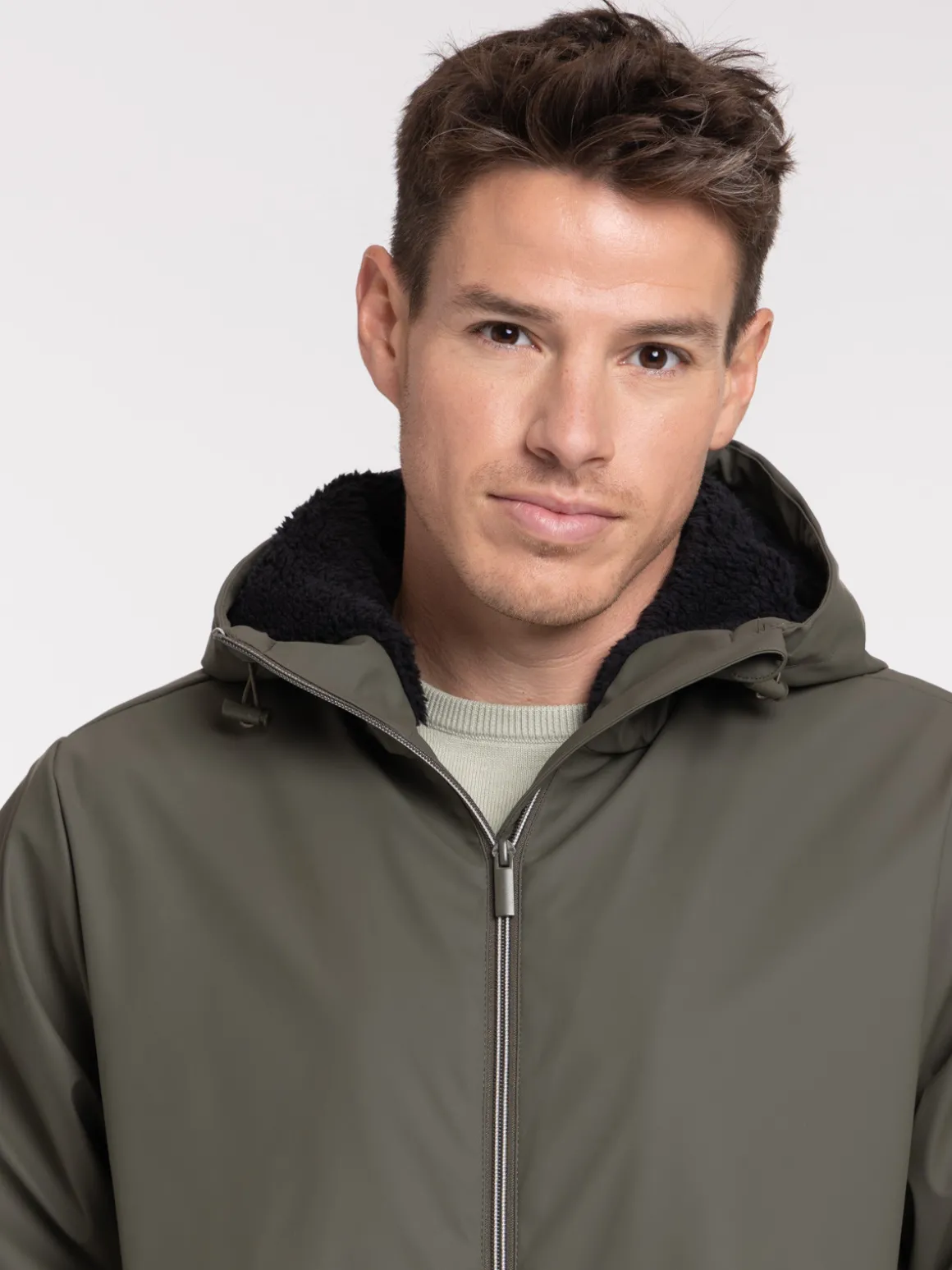Blouson long à capuche homme