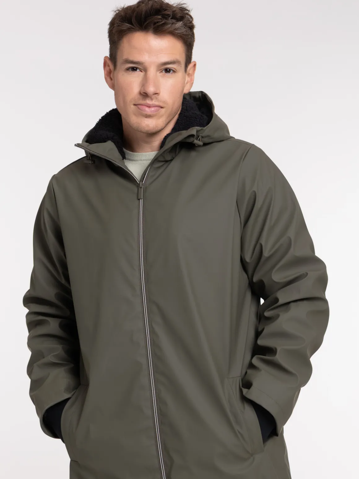 Blouson long à capuche homme
