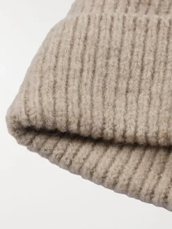 Bonnet en tricot camel chiné femme
