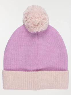 Bonnet fille Angel pompon vieux rose