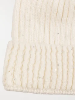 Bonnet fille écru pompon