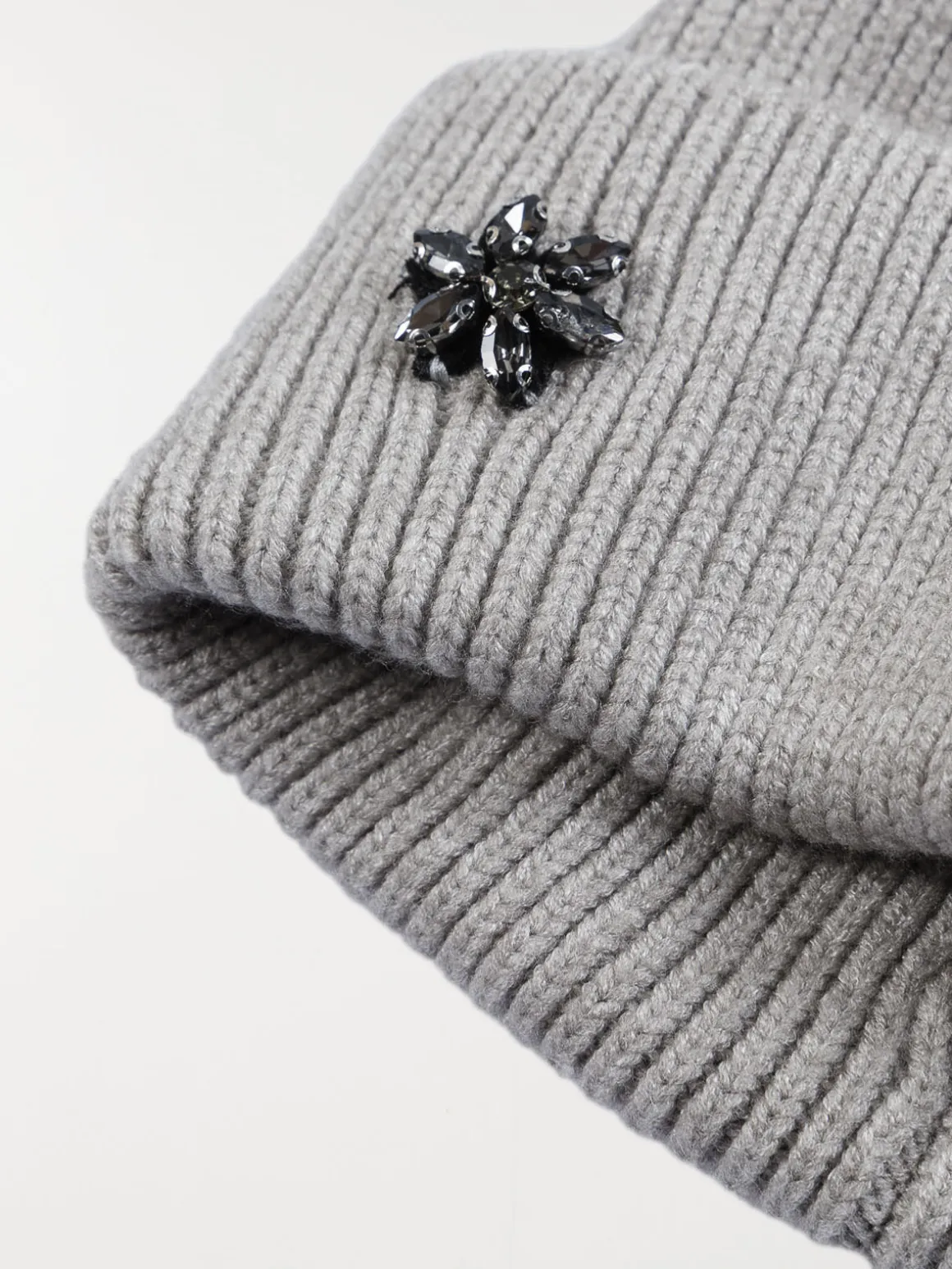 Bonnet gris clair chiné strass femme