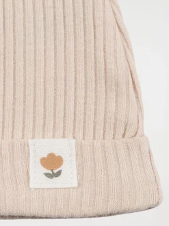 Bonnet naissance fleur rose bébé