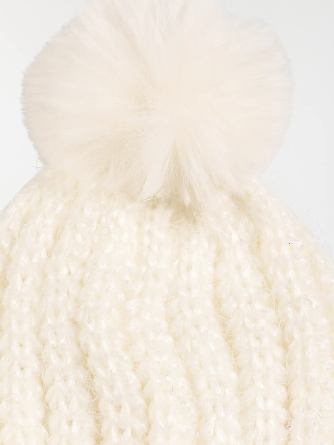 Bonnet pompon écru fille