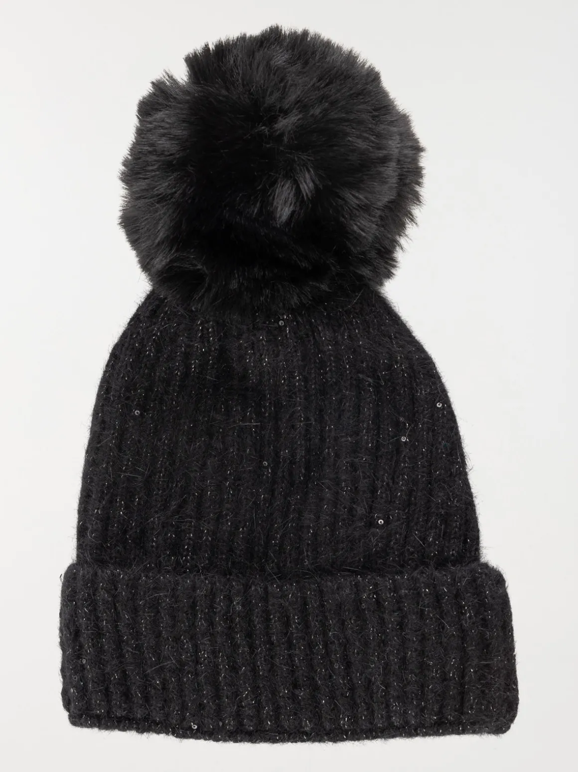 Bonnet pompon noir fille