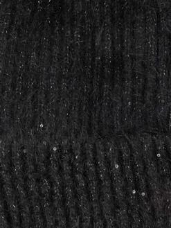Bonnet pompon noir fille