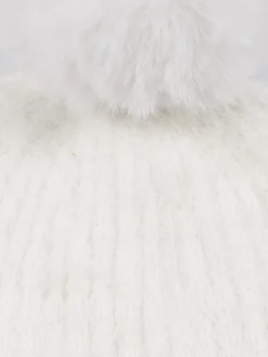 Bonnet pompons écru femme