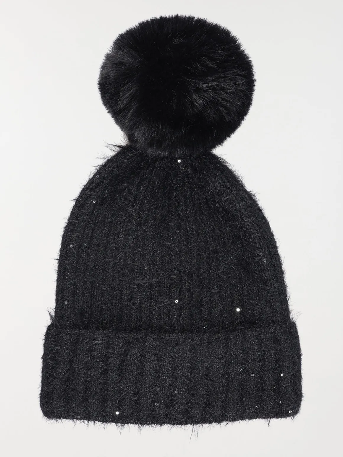 Bonnet pompons noir femme