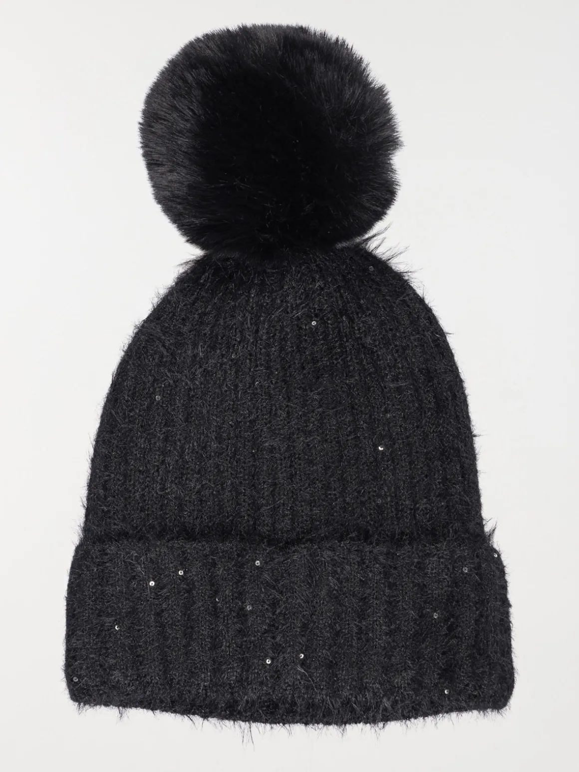 Bonnet pompons noir femme