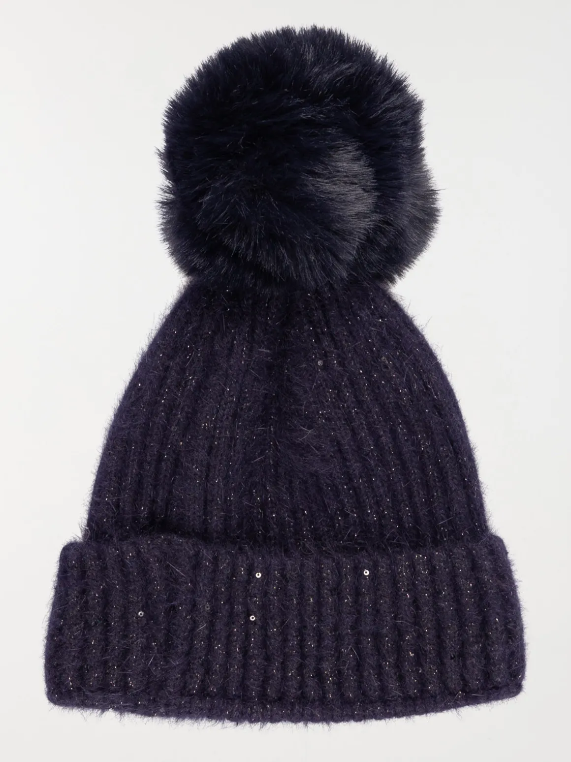 Bonnet sequins et pompon fille