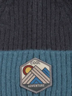 Bonnet tricolore pompon garçon
