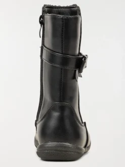 Bottes noires bride noeud fille (31-35)