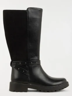 Bottes noires brides clous fille (32-36)