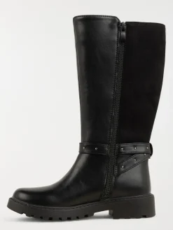 Bottes noires brides clous fille (32-36)