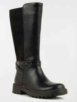 Bottes noires brides clous fille (32-36)