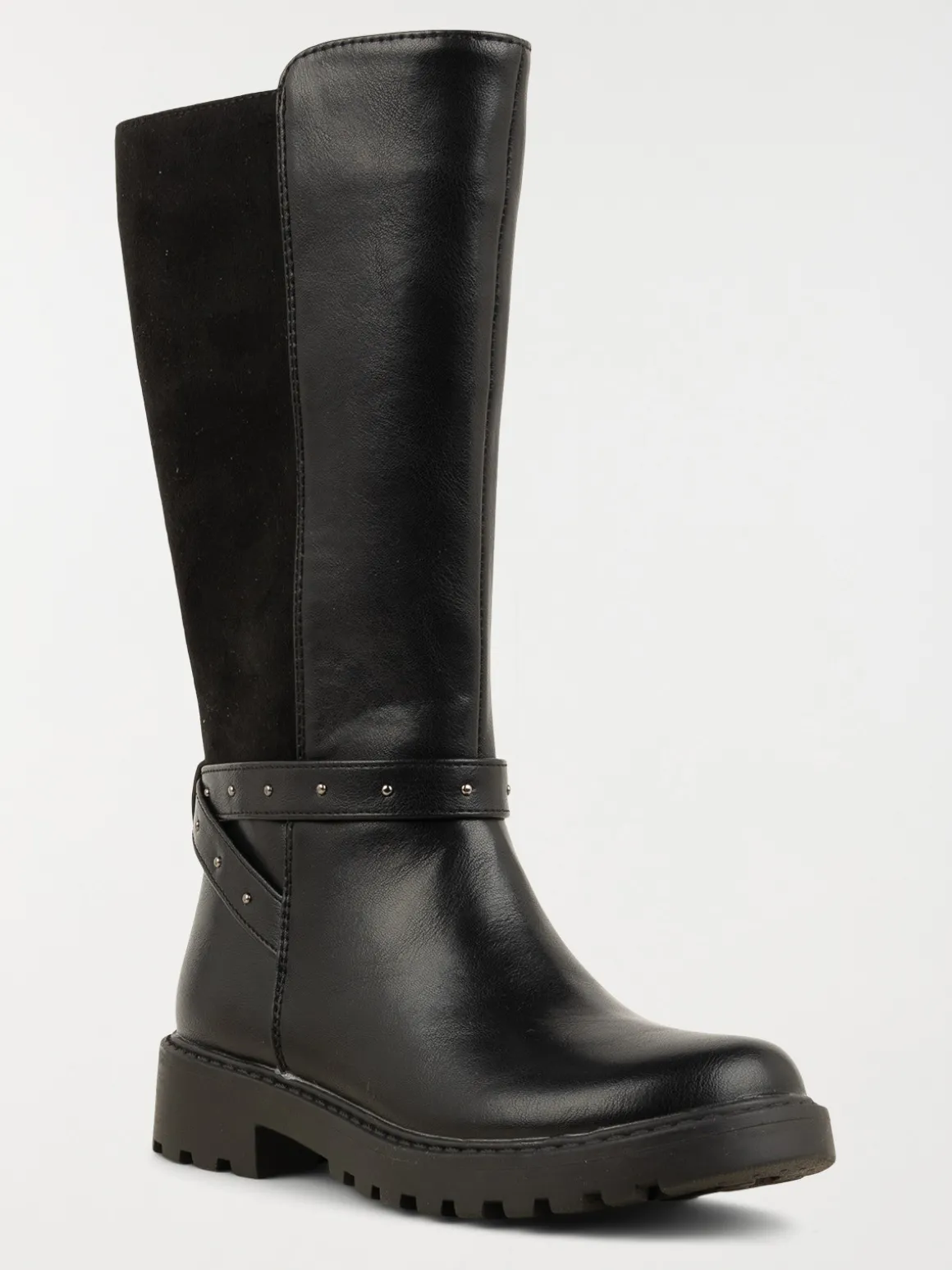 Bottes noires brides clous fille (32-36)