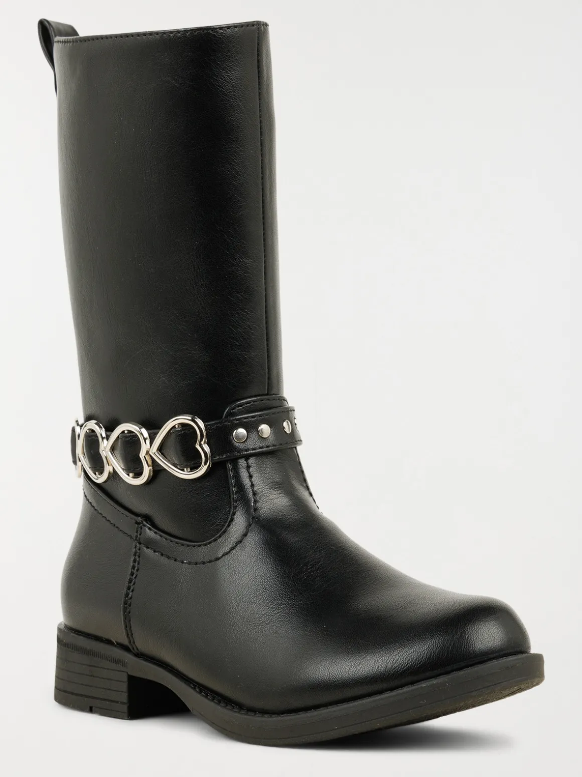 Bottes noires coeurs fille (31-35)