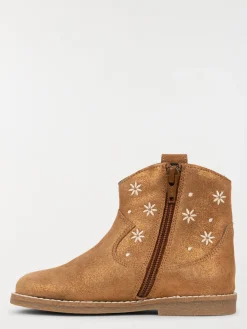 Bottine fleur brodée camel fille (24-30)