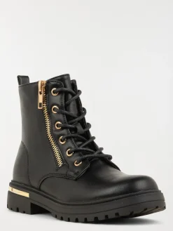 Bottine lacet et zip fille noir (31-37)