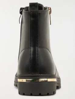 Bottine lacet et zip fille noir (31-37)