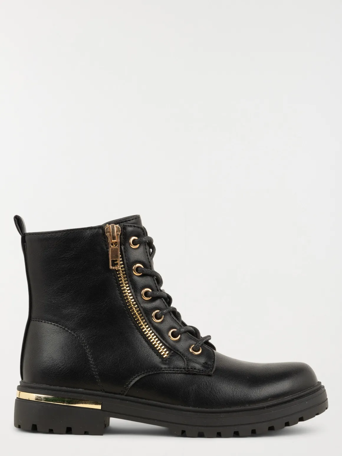 Bottine lacet et zip fille noir (31-37)