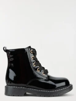 Bottine vernie noire lacet fille (31-39)