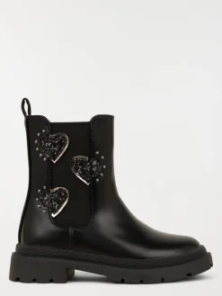 Bottines coeurs noires fille (24-30)