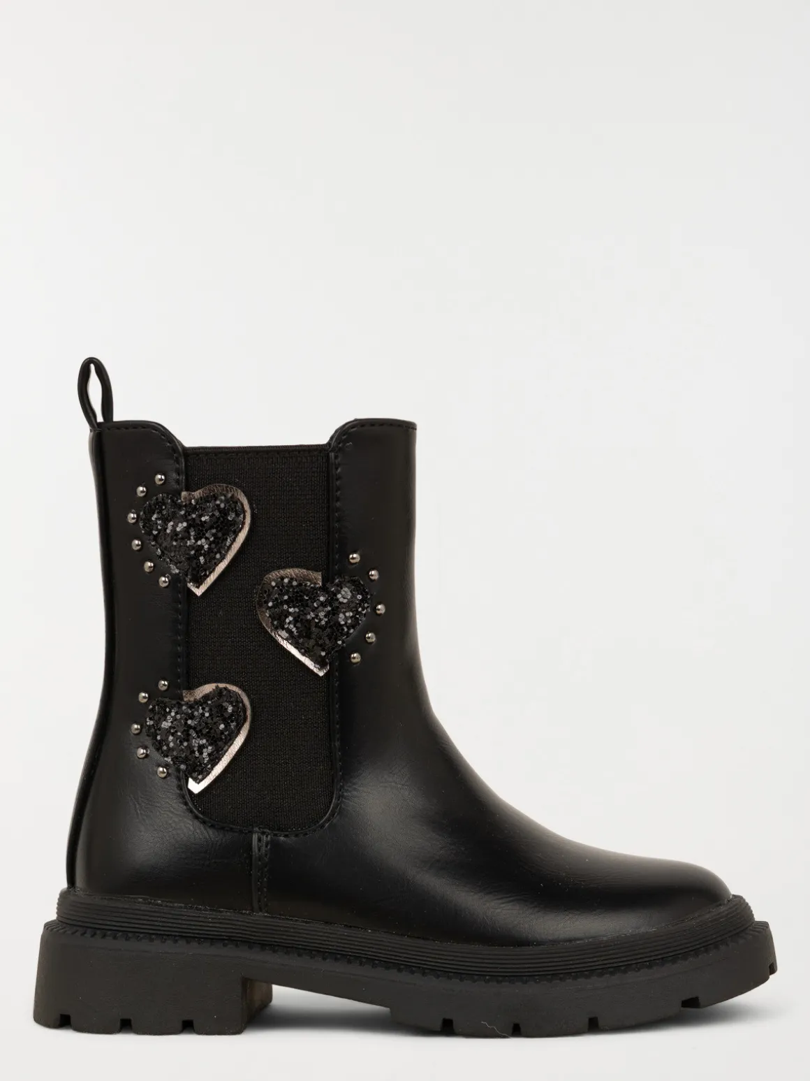 Bottines coeurs noires fille (24-30)