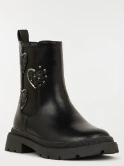 Bottines coeurs noires fille (24-30)