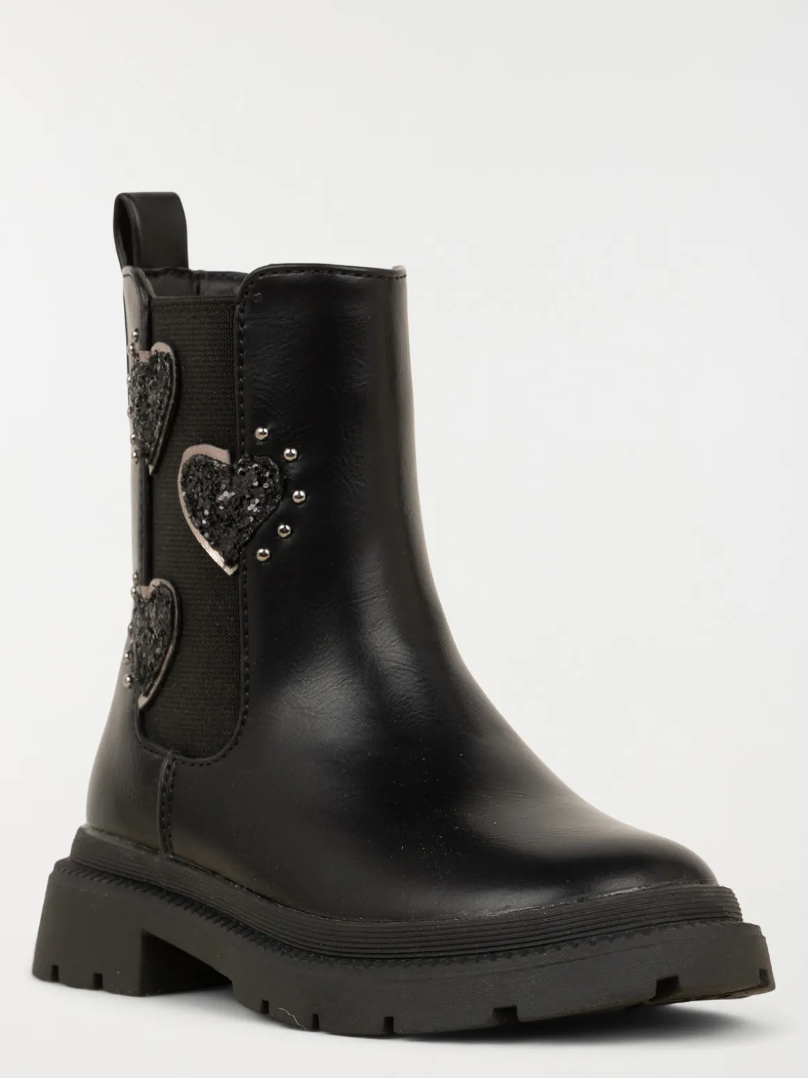 Bottines coeurs noires fille (24-30)