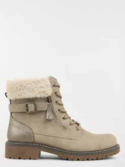 Bottines col sherpa grises femme (36-41)