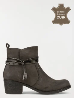 Bottines grises en suédine femme (36-41)