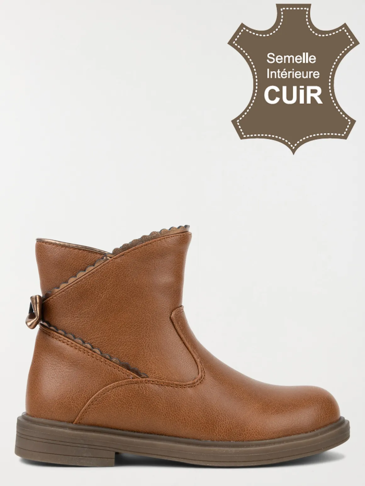 Bottines marrons noeud fille (25-30)