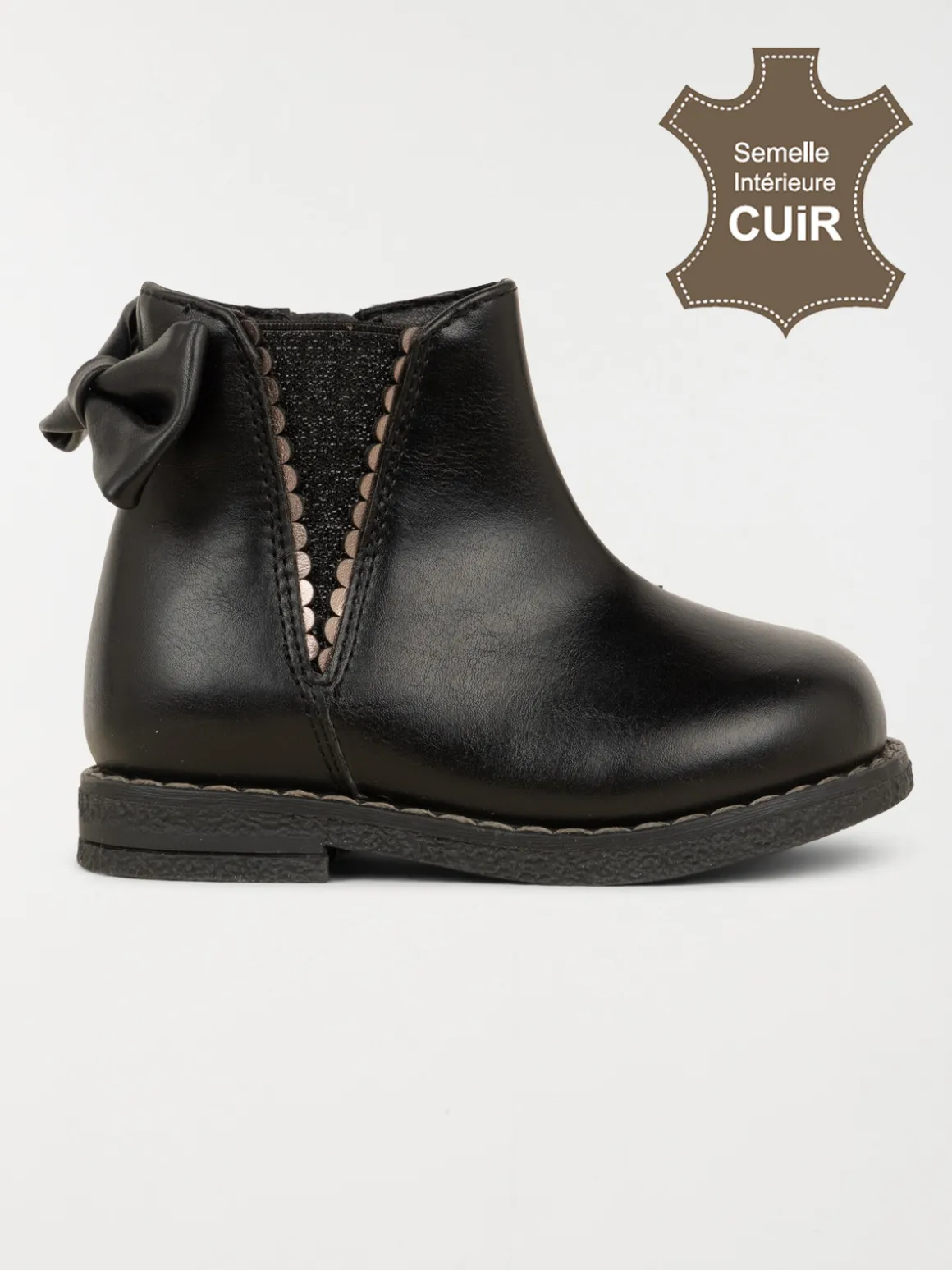 Bottines noeud fille noire (20-23)
