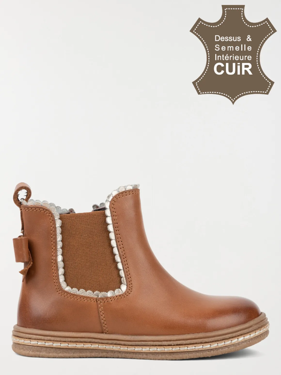 Bottines noeud fille tan (24-30)