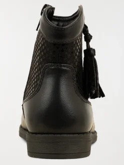 Bottines noires pompons fille (31-36)