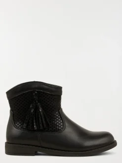 Bottines noires pompons fille (31-36)