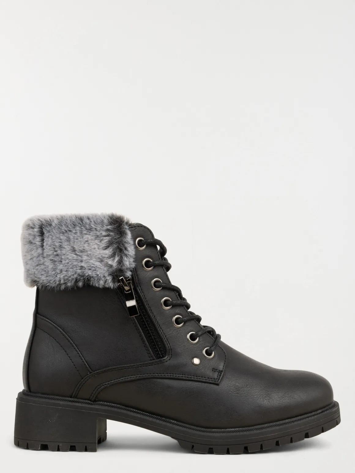 Bottines plates col fourré femme (36-41)