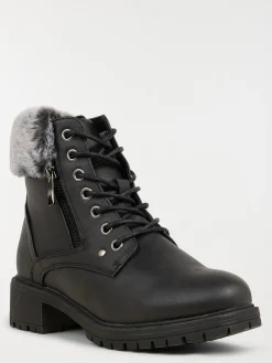 Bottines plates col fourré femme (36-41)