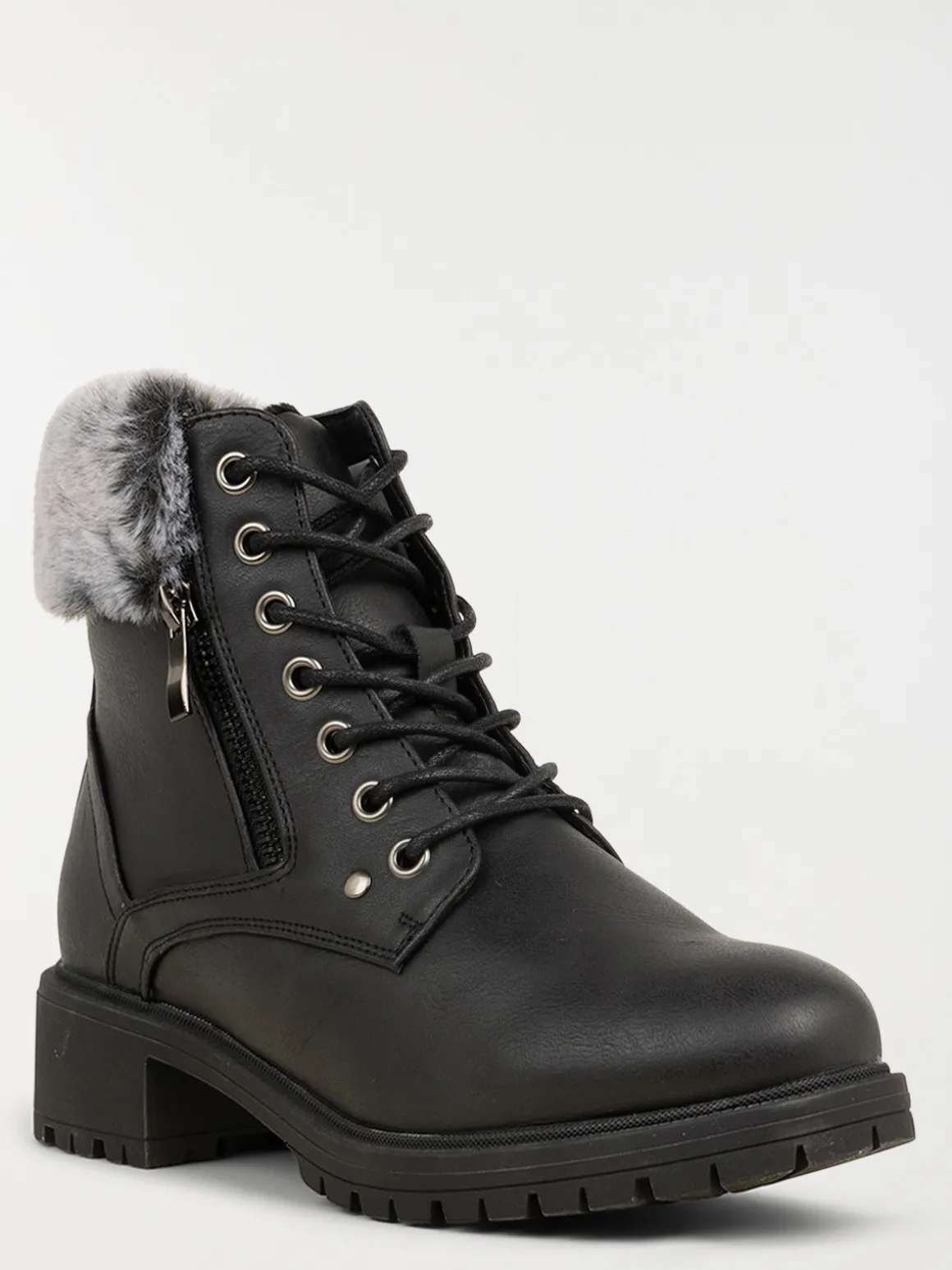 Bottines plates col fourré femme (36-41)