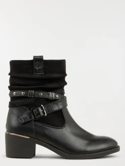 Bottines plissées à talon femme (36-41)