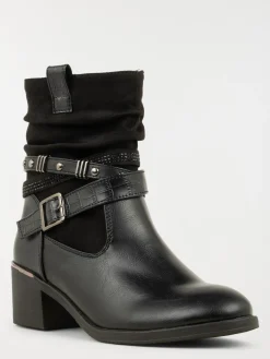 Bottines plissées à talon femme (36-41)
