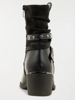 Bottines plissées à talon femme (36-41)