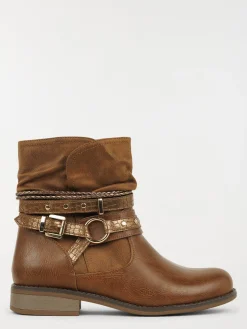 Bottines plissées camel femme (36-41)